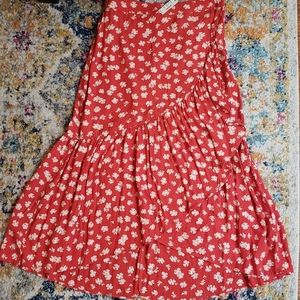 Madewell Happy Hibiscus Ruffle-Wrap Midi Skirt